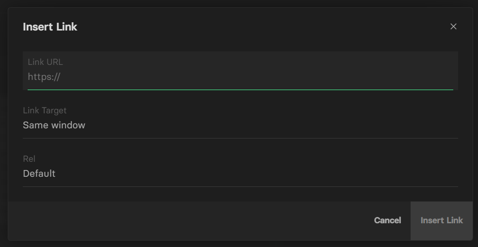 Insert link modal