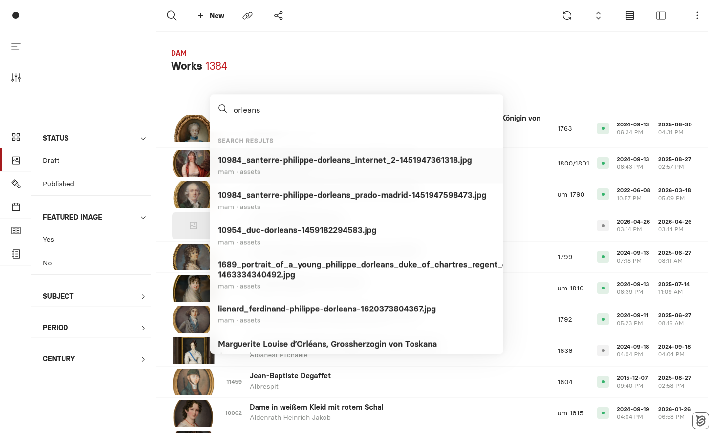 Command Palette in global search mode showing results for "orleans"